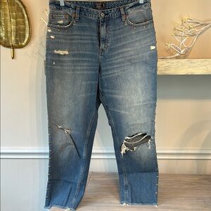 Distressed Blue Jeans with Studded Details